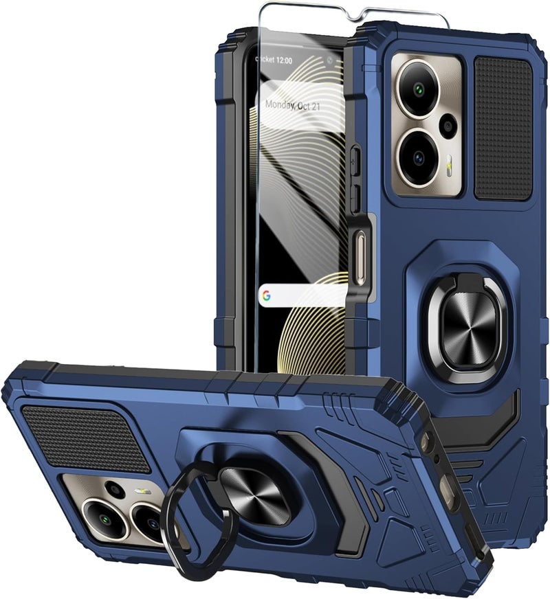 Mocotto for Cricket Outlast 5G 2024 Phone Case AT&T Motivate Pro 5G Case with Tempered Glass Screen Protector,Military Grade Heavy Duty Shockproof Protective Cover,with Ring Kickstand (Blue) - Image 1